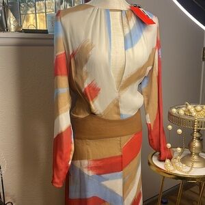 GIANNI VERSACE VINTAGE!! GORGEOUS SILK & LEATHER DRESS